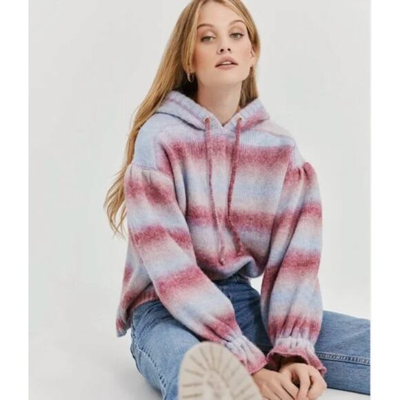 Something Navy Striped Hooded Sweater - Picture 1 of 9